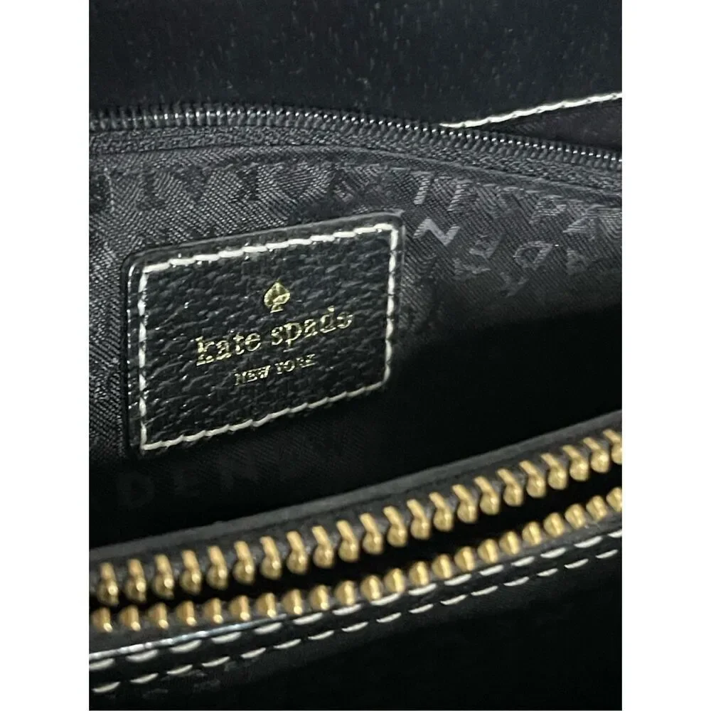 Kate Spade Womens Leather Colorblock Quinn Berkeley Lane Tote Bag Cream Black